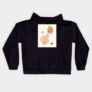 Abstract woman face one line drawing Kids Hoodie